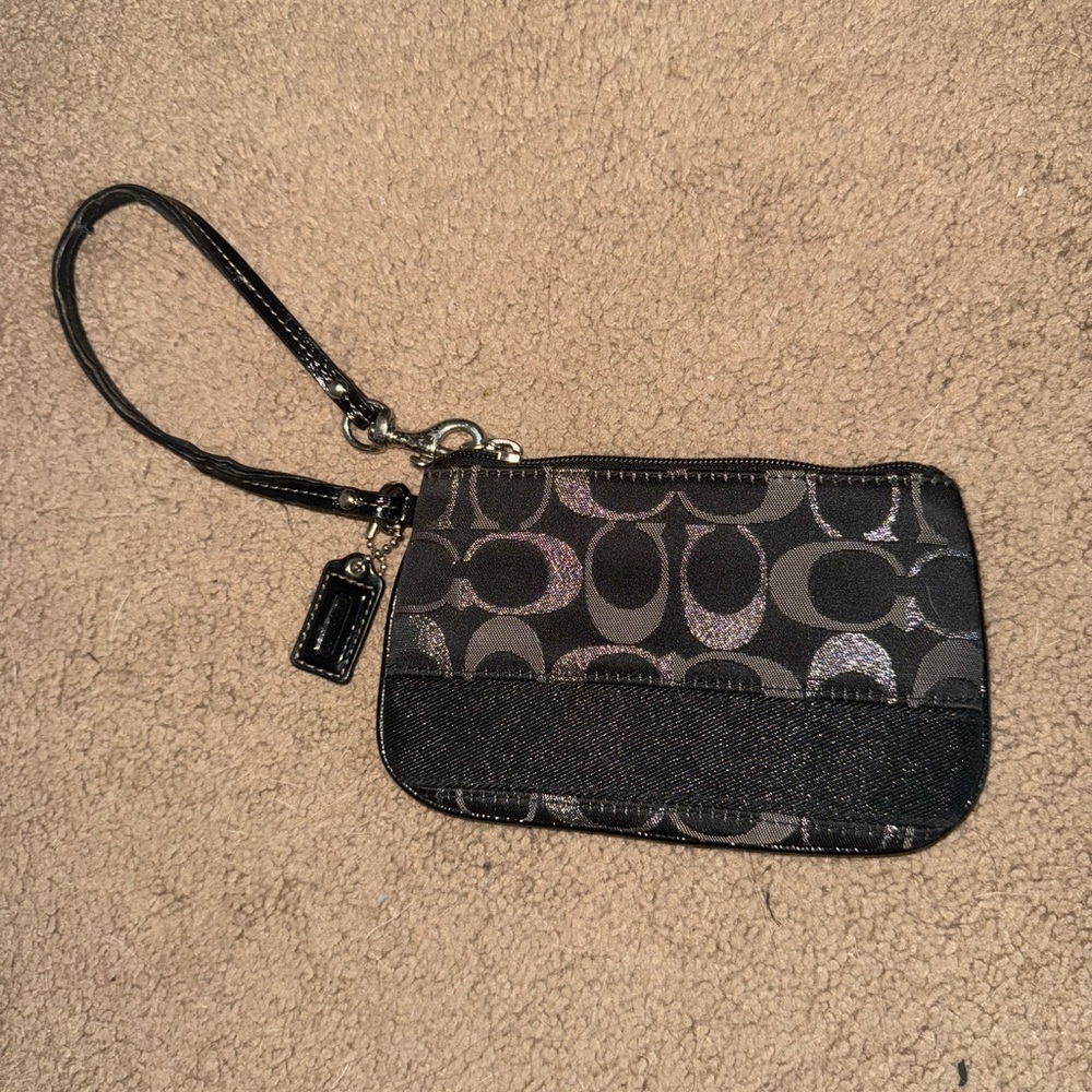 Coach Black and Silver Wristlet